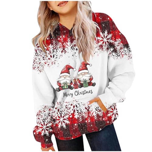 XINYUNZU Mädchen Jungen Weihnachts Hoodie Sweatshirt Weihnachten Kinder Weihnachtspullover mit Kapuze Weihnachtsshirt Langarm Christmas Sweater Weihnachtskleidung Outlet Shop Sale Rot 13 Jahre von XINYUNZU