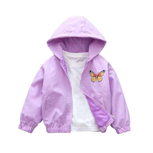 XINYUNZU Mädchen Kapuzenjacke Übergangsjacke mit Taschen Windjacke Lässige Softshelljacke Kuschel Kinder Jacke Herbstjacke Outdoor Jacken für 4-13 Jahre Alt Angebote des Tages Lila 12 Jahre von XINYUNZU