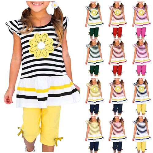 XINYUNZU Mädchen Kleidung Kinderkleidung Sommerkleid Kleider + Sommer Shorts Klamotten Kinder Freizeitanzug Bekleidungssets für Mädchen 1-10 JahreFreizeitanzug Blitzangebote des Tages Schwarz 7 Jahre von XINYUNZU