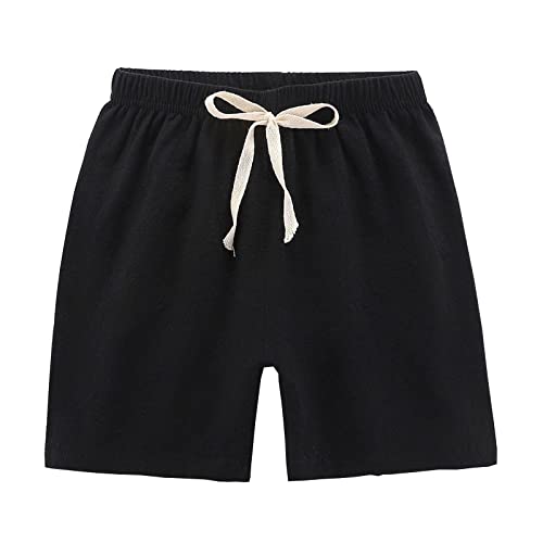 XINYUNZU Mädchen Kurze Hose Baumwolle Leinen Shorts Sommer Leinenhose Kurz Lässige Kurze Hosen Leicht und Luftig Turnhose Kurz Kinder Kleidung für Mädchen 2-8 Jahre Deal Schwarz 2-3 Jahre von XINYUNZU