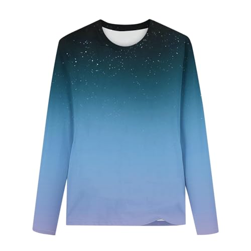 XINYUNZU Mädchen Langarmshirt Rundhals Mode Shirt Farbverlauf T-Shirt Langarm Longsleeve Casual Oberteile Kinder Frühling Sommer Bluse Langarmshirts Blau 9 Jahre von XINYUNZU