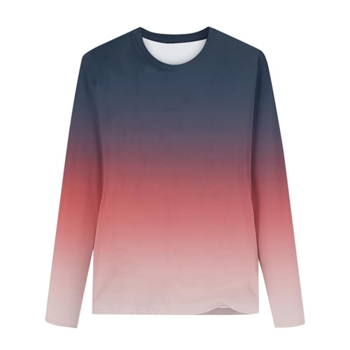 XINYUNZU Mädchen Langarmshirt Rundhals Mode Shirt Farbverlauf T-Shirt Langarm Longsleeve Casual Oberteile Kinder Frühling Sommer Bluse Langarmshirts Rot 5 Jahre von XINYUNZU