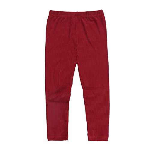 XINYUNZU Mädchen Leggings Baumwolle Strick Thermoleggings Stretch Gefütterte Leggings Thermohose Kinder Thermo Leggins Einfarbig Hose 2-7 Jahre Alt Rot 2 Jahre von XINYUNZU