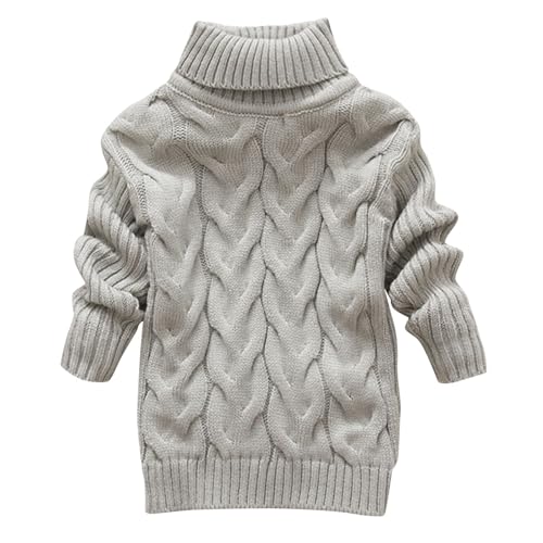 XINYUNZU Mädchen Pullover Lang Sweater Warm Rollkragenpullover Kinder Strickpullover Kuschelpullover Kinder Kleidung Einfarbig Langarmshirt Thermoshirt Herbst Winter Warehouse Deal Grau 8 Jahre von XINYUNZU