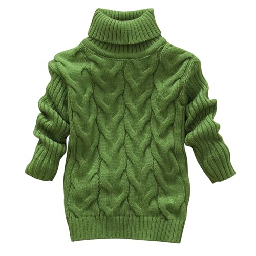 XINYUNZU Mädchen Pullover Lang Sweater Warm Rollkragenpullover Kinder Strickpullover Kuschelpullover Kinder Kleidung Einfarbig Langarmshirt Thermoshirt Herbst Winter Warehouse Deal Grün7 Jahre von XINYUNZU