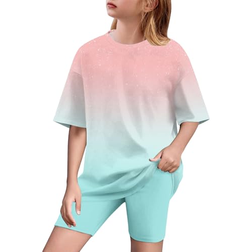 XINYUNZU Mädchen Sportanzug Kurz Sommer Tshirt mit Kurze Leggings Set Casual Outfit 2-Teilig Yoga Shorts und Lose Shirt Sport Set Outdoor Bekleidungssets für Kinder und Teenager Rosa 6 Jahre XINYUNZU Mädchen Sportanzug Kurz Sommer Tshirt mit Kurze Leggings Set Casual Outfit 2-Teilig Yoga Shorts und Lose Shirt Sport Set Outdoor Bekleidungssets für Kinder und Teenager Rosa 6 Jahre von XINYUNZU