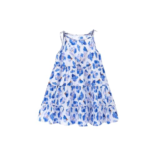XINYUNZU Mädchen Strandkleid Baumwolle Blumen Kleid Sommer Spaghettiträger Freizeitkleid Sommerkleid Casual Dress Girls Hawaii Strand Urlaub Kleider für Kinder und Teenager Mehrfarbig 14–15 Jahre von XINYUNZU