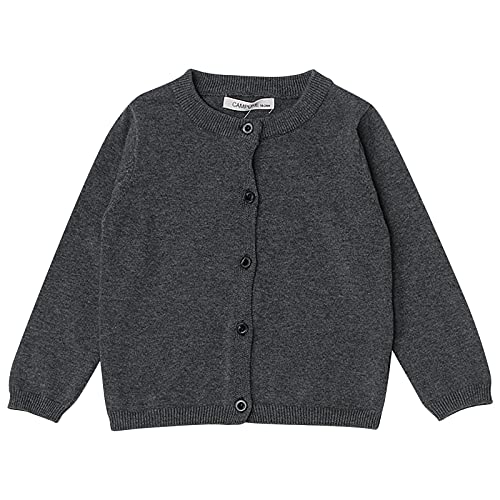 XINYUNZU Mädchen Strickjacke Baumwolle Cardigan Girl Langarm Kuschel Strick Jacke Mit Knöpfen Kinder Kleidung Rundhals Basic Strickjacken für 2-6 Jahre Alt Herbst Winter Sale Dunkelgrau 4 Jahre von XINYUNZU