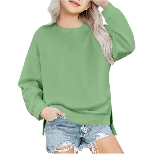 XINYUNZU Mädchen Sweatshirt Asymmetrisch Freizeit Oberteile Einfarbig Longsleeve Top Mode Langarmshirt Kinder Kleidung Pullover Sweatshirts für 1-12 Jahre Alt Angebote des Tages Mintgrün 11 Jahre von XINYUNZU