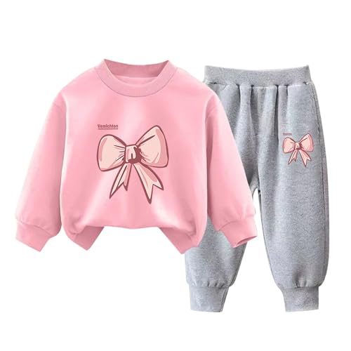 XINYUNZU Mädchen Thermo Jogginganzug Sweatshirt + Jogginghose Set Kinder Kleidung Set Fleece Sportanzug 2 Teiler Outfit Kuschel Klamotten Casual Bekleidungssets Rosa 9 Jahre von XINYUNZU