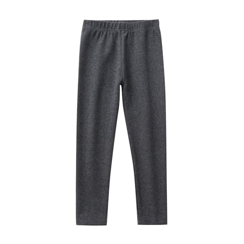 XINYUNZU Mädchen Thermo Leggings Baumwolle Stretch Hose Basic Thermoleggings Thermohose Kinder Kuschelhose Einfarbig Girl Pants Warm Süße Hosen für 2-13 Jahre Alt Dunkelgrau 8 Jahre von XINYUNZU