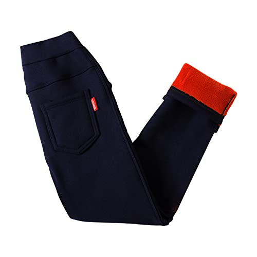 XINYUNZU Mädchen Thermohose Winterhose mit Taschen Thermo Leggings Thermopants Warme Kuschel Hose Kinder Kleidung Girls Pants Mode Hosen 2-9 Jahre Alt Marineblau 3-4 Jahre von XINYUNZU