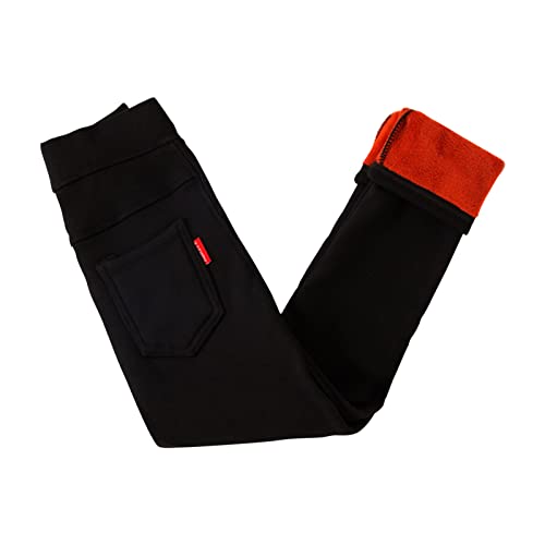 XINYUNZU Mädchen Thermohose Winterhose mit Taschen Thermo Leggings Thermopants Warme Kuschel Hose Kinder Kleidung Girls Pants Mode Hosen 2-9 Jahre Alt Schwarz 6-7 Jahre von XINYUNZU