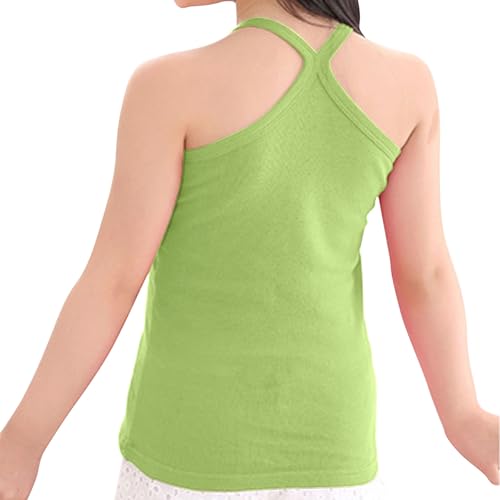 XINYUNZU Mädchen Trägershirt Baumwolle Cami Shirt Top Sommer Sport Top Ärmellos Trägertop Einfarbig Unterhemd Freizeit Oberteile Mode Tanktop Kinder Blitzangebote des Tages Grün 4 Jahre von XINYUNZU