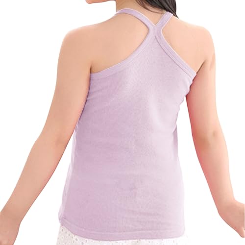 XINYUNZU Mädchen Trägershirt Baumwolle Cami Shirt Top Sommer Sport Top Ärmellos Trägertop Einfarbig Unterhemd Freizeit Oberteile Mode Tanktop Kinder Blitzangebote des Tages Rosa 8 Jahre von XINYUNZU