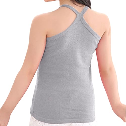 XINYUNZU Mädchen Trägershirt Baumwolle Cami Shirt Top Sommer Sport Top Ärmellos Trägertop Einfarbig Unterhemd Freizeit Oberteile Mode Tanktop Kinder Outlet Angebote Grau 12 Jahre von XINYUNZU