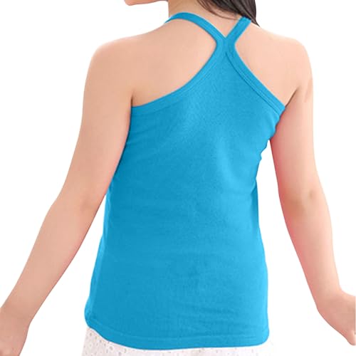 XINYUNZU Mädchen Trägershirt Baumwolle Cami Shirt Top Sommer Sport Top Ärmellos Trägertop Einfarbig Unterhemd Freizeit Oberteile Mode Tanktop Kinder Outlet Angebote Sale Blau 6 Jahre von XINYUNZU