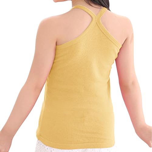 XINYUNZU Mädchen Trägershirt Baumwolle Cami Shirt Top Sommer Sport Top Ärmellos Trägertop Einfarbig Unterhemd Freizeit Oberteile Mode Tanktop Kinder Outlet Shop Sale Gelb 3 Jahre von XINYUNZU