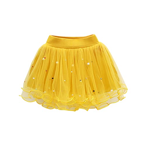 XINYUNZU Mädchen Tüllrock Prinzessin Tüll Rock Prinzessin Tütü Elastische Taille Minirock Kuschel Ballettrock Tanzrock Cute Skirt Girls Röcke für Mädchen Angebot des Tages Gelb 2 Jahre von XINYUNZU