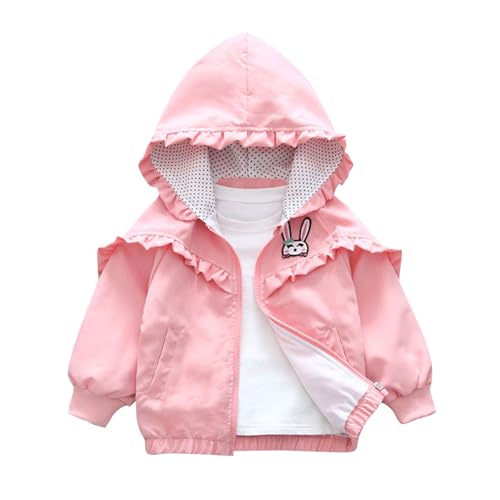 XINYUNZU Mädchen Windjacke Freizeitjacke Leichte Übergangsjacke mit Kapuze Windbreaker Girl Süße Kapuzenjacke Blumen-Kuscheljacke Outdoor Jacke Kinder Herbstjacke Kinderjacke Rosa 80 3 Monate von XINYUNZU