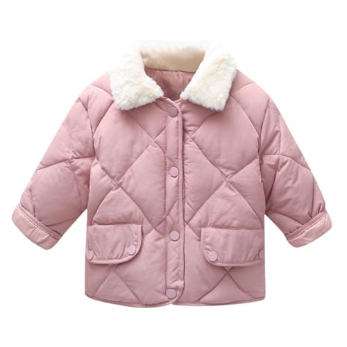 XINYUNZU Mädchen Winterjacke Daunenjacke Warm Puffer Jacke Kinder Steppjacke Umlegekragen Kuscheljacke mit Taschen Knöpfe Girl Coat Warme Daunenjacken 8-14 Jahre Alt Sale Angebote Rosa 130cm von XINYUNZU