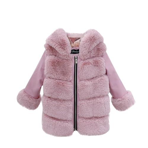 XINYUNZU Mädchen Winterjacke Warme Kuscheljacke Freizeitjacke mit Reißverschluss Kinderjacke Cute Coat Girl Kunstpelz Jacke Mode Outdoorjacke Kinder Wintermantel Wassermelonenrot 7–8 Jahre von XINYUNZU