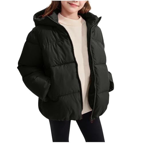 XINYUNZU Mädchen Winterjacke Warme Puffer Jacke Daunenjacke Kuscheljacke Kinderjacke Casual Coat Girl Dicke Steppjacke Pufferjacke Kapuzenjacke Daunenjacke Outdoor Jacken für Kinder Schwarz 140 von XINYUNZU
