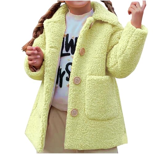 XINYUNZU Mädchen Wintermantel Verdickte Fleece Mantel mit Taschen & Knöpfe Winterjacke Lang Kindermantel Umlegekragen Coat Girl Warm Parka Outdoor Mäntel für 2-9 Jahre AltMintgrün 8 Jahre von XINYUNZU