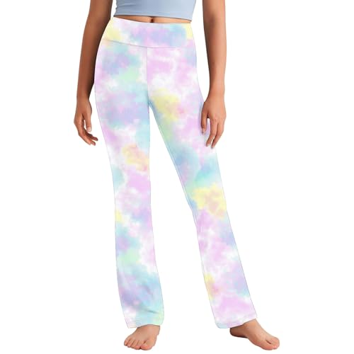 XINYUNZU Mädchen Yogahose Dünne Batik Hose Sporthose Stretch Sport Leggings Leichte Sommerhose High Waist Track Pants Girl Freizeithose Mode Hosen für Kinder Frühling Mehrfarbig 140 von XINYUNZU
