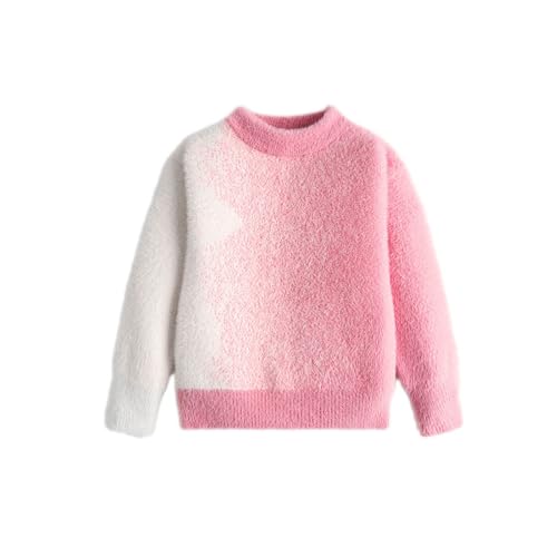 XINYUNZU Pullover Mädchen Plüsch Kuschelpullover Rundhals Farbverlauf Kinderpullover Mode Strickpullover Baumwolle Freizeit Thermoshirt Kuschel Oberteil Langarm Kinder Warehouse Rosa 5 Jahre von XINYUNZU