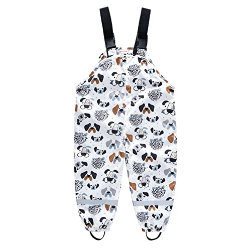 XINYUNZU Regenhose Kinder Gefütterte Matschhose Regenlatzhose Winddicht wasserdichte Regenträgerhose Rain Pants Outdoor Hose Arbeitshose Hosen für 2-11 Jahre Alt Outlet Angebote Weiß 4-5 Jahre von XINYUNZU