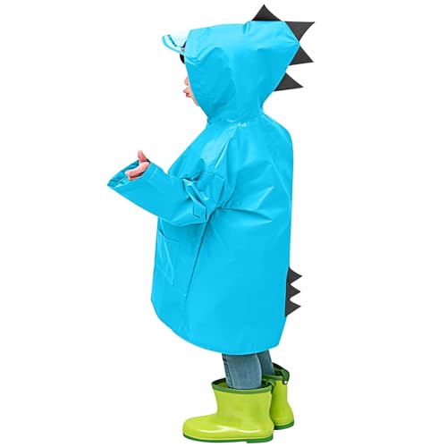 XINYUNZU Regenponcho Kinder Dino Regenjacke Lang Unisex Regencape Wasserdicht Winddicht Regenmäntel Kapuzenjacke Outdoor Regenjacken für Jungen und Mädchen 1-8 Jahre Alt Outlet Angebote Blau 5 Jahre von XINYUNZU