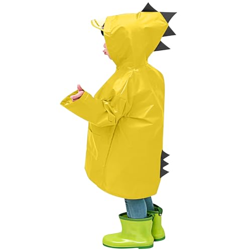 XINYUNZU Regenponcho Kinder Dino Regenjacke Lang Unisex Regencape Wasserdicht Winddicht Regenmäntel Kapuzenjacke Outdoor Regenjacken für Jungen und Mädchen 1-8 Jahre Alt Sale Angebote Gelb 1 Jahr von XINYUNZU