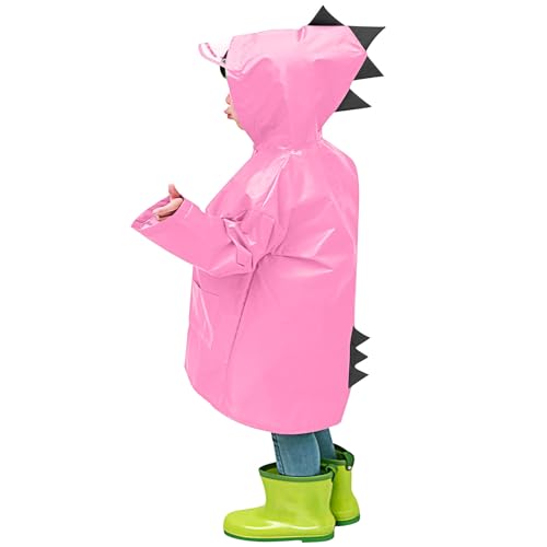 XINYUNZU Regenponcho Kinder Dino Regenjacke Lang Unisex Regencape Wasserdicht Winddicht Regenmäntel Kapuzenjacke Outdoor Regenjacken für Jungen und Mädchen Angebote des Tages Heute Rosa 2 Jahre von XINYUNZU