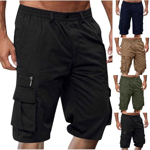 XINYUNZU Retouren Shop Kurze Hosen Herren Cargohose Kurz Sommer Cargo Shorts Herren Outdoor Hosen für Männer Kurze Freizeithose Leichte Sommerhose Trainingshose Kurz Schwarz M von XINYUNZU