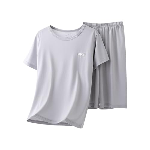 XINYUNZU Schlafanzug Jungen Kurz Casual Hausanzug Leicht Sommer Outfits 2-Teiliges Set Kinderkleidung Dünn Pyjama Set T-Shirt + Kurze Hose Schlafanzüge Kinder und Teenager Dunkelgrau 13 Jahre von XINYUNZU