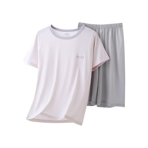 XINYUNZU Schlafanzug Jungen Kurz Casual Hausanzug Leicht Sommer Outfits 2-Teiliges Set Kinderkleidung Dünn Pyjama Set T-Shirt + Kurze Hose Schlafanzüge Kinder und Teenager Gray 13 Jahre von XINYUNZU