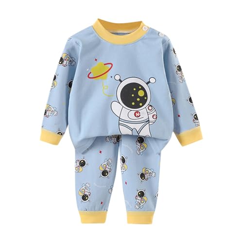 XINYUNZU Schlafanzug Jungen Langarm Baumwolle Langarmshirt mit Hose Pyjama Set Kuschel Zweiteiliger Nachtwäsche Casual Hausanzug Schlafanzüge für Kinder Herbst Winter Mädchen Bronze 0 Monate von XINYUNZU