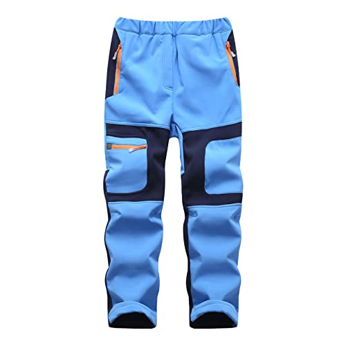 XINYUNZU Schneehose Kinder Softshellhose Wasserdicht Winddicht Skihose Thermohose Winterhose Warm Ski Hose Wanderhose Regenhose Snowpants Outdoor Hosen Deals of The Day Himmelblau 9–10 Jahre von XINYUNZU