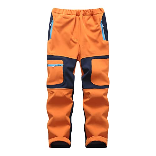 XINYUNZU Schneehose Kinder Softshellhose Wasserdicht Winddicht Skihose Thermohose Winterhose Warm Ski Hose Wanderhose Regenhose Snowpants Outdoor Hosen Outlet Shop Sale Orange 15-16 Jahre von XINYUNZU