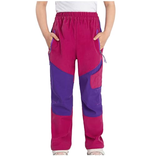 XINYUNZU Schneehose Kinder Softshellhose Wasserdicht Winddicht Skihose Thermohose Winterhose Warm Ski Hose Wanderhose Regenhose Snowpants Outdoor Hosen Tages Angebote Sale Pink 7 Jahre von XINYUNZU