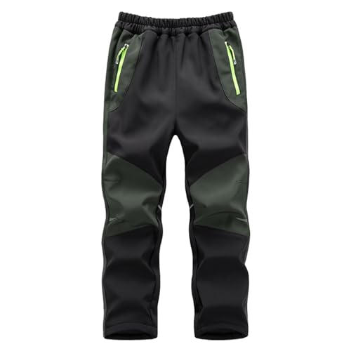 XINYUNZU Schneehose Kinder Softshellhose Wasserdicht Winddicht Skihose Thermohose Winterhose Warm Ski Hose Wanderhose Regenhose Snowpants Outdoor Hosen Warehouse Deal Armeegrün 7 Jahre von XINYUNZU