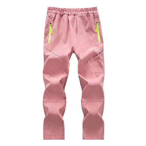 XINYUNZU Schneehose Kinder Softshellhose Wasserdicht Winddicht Skihose Thermohose Winterhose Warm Ski Hose Wanderhose Regenhose Snowpants Outdoor Hosen für Jungen und Mädchen Angebote Rosa 15 Jahre von XINYUNZU