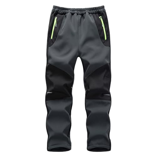 XINYUNZU Schneehose Kinder Softshellhose Wasserdicht Winddicht Skihose Thermohose Winterhose Warm Ski Hose Wanderhose Regenhose Snowpants Outdoor Hosen für Jungen und Mädchen Sale Dunkelgrau 13 Jahre von XINYUNZU