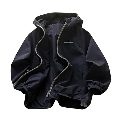 XINYUNZU Softshelljacke Jungen Mädchen Wasserdicht Winddicht Übergangsjacke Kapuzenjacke Herbst Outdoor Jacke Regenjacke Kinder und Teenager Herbstjacke Windjacke Freizeitjacke Marineblau 12–13 Jahre von XINYUNZU