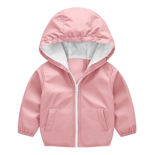 XINYUNZU Softshelljacke Kinder Wasserdicht Winddicht Windjacke Kapuzenjacke Übergangsjacke Leicht Freizeitjacke Outdoor Jacke Regenjacke für Jungen und Mädchen Herbstjacke Windbreaker Rosa 12 Monate von XINYUNZU