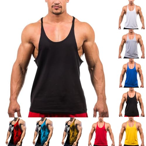 XINYUNZU Tank Top Herren Unterhemd Ärmellose Muskelshirts Unterhemden Tanktop Ärmellos Sport Shirt Männer Bodybuilding Gym Shirt Base Achselshirts Trägershirt Angebote Schwarz M von XINYUNZU