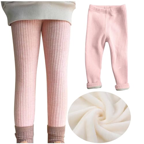 XINYUNZU Thermo Leggings Mädchen Thermoleggings Stretch Einfarbig Thermohose Kinder Warme Winterhose Winter Sporthose Hosen für 1-9 Jahre Alt Rosa 3-4 Jahre von XINYUNZU