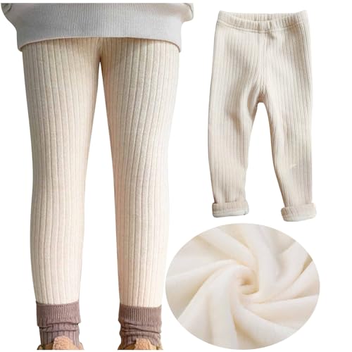 XINYUNZU Thermo Leggings Mädchen Thermoleggings Stretch Einfarbig Thermohose Kinder Warme Winterhose Winter Sporthose Hosen für 1-9 Jahre Alt Beige 8-9 Jahre von XINYUNZU