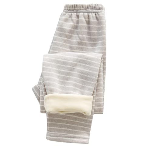 XINYUNZU Thermohose Kinder Gestreift Winterhose Thermo Leggings Gefütterte Hose Pyjama Hose Schlafanzughose Freizeithose Hosen für Mädchen und Jungen 3-14 Jahre Alt Outlet Dunkelgrau 6 Jahre von XINYUNZU
